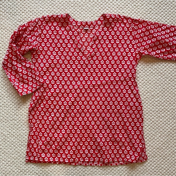 Red & white cotton tunic - Picture 3 of 10